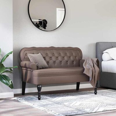 vidaXL Chesterfield Bank Bruin 119,5 x 64,5 x 75 cm Nep Leer vidaXL Chesterfield Bank Bruin 119,5 x 64,5 x 75 cm Nep Leer