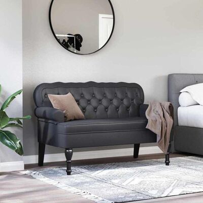 vidaXL Chesterfield Bank Zwart 119,5 x 64,5 x 75 cm Nep Leer vidaXL Chesterfield Bank Zwart 119,5 x 64,5 x 75 cm Nep Leer