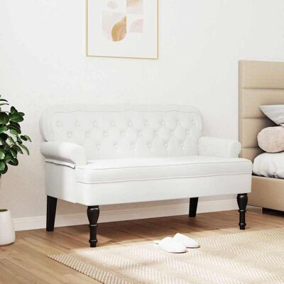 vidaXL Chesterfield Bank Wit 119,5 x 64,5 x 75 cm Nep Leer vidaXL Chesterfield Bank Wit 119,5 x 64,5 x 75 cm Nep Leer