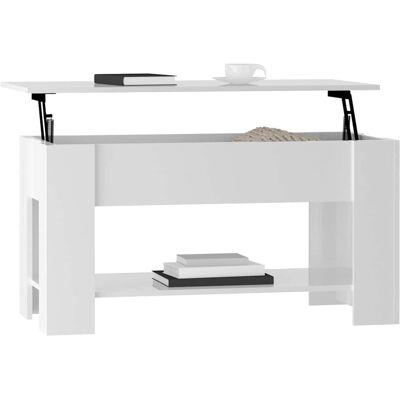 vidaXL Wit Hoogglans Salontafel met Ophefbare Oppervlak - Salontafel vidaXL Wit Hoogglans Salontafel met Ophefbare Oppervlak - Salontafel