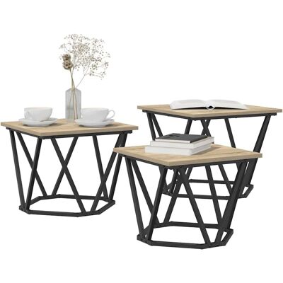 VidaXL Sonoma Eiken 3 stuks Bijzettafels - Bijzettafels VidaXL Sonoma Eiken 3 stuks Bijzettafels - Bijzettafels