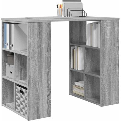 vidaXL Bureau met plank Grijs Sonoma 90 x 50 x 75 cm Bewerkt hout vidaXL Bureau met plank Grijs Sonoma 90 x 50 x 75 cm Bewerkt hout