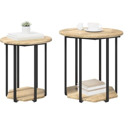 Vidaxl Houten e Metalen Bijzettafel - Bijzettafel Vidaxl Houten e Metalen Bijzettafel - Bijzettafel