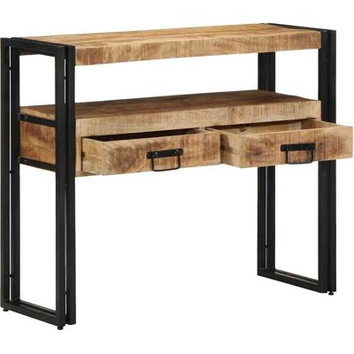 Vidaxl Zwarte Mangohouten Industriële Bijzettafel - Bijzettafel Vidaxl Zwarte Mangohouten Industriële Bijzettafel - Bijzettafel