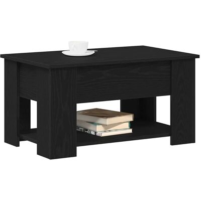 vidaXL Zwarte massieve eikenhouten salontafel 79x49x42.5 cm - Salontafel vidaXL Zwarte massieve eikenhouten salontafel 79x49x42.5 cm - Salontafel