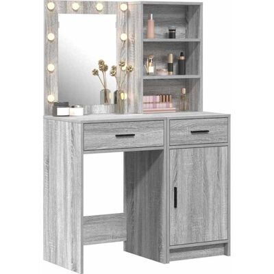 vidaXL Set van 2 Grijze Sonoma Houten Make-up Kast - Makeup Dresser vidaXL Set van 2 Grijze Sonoma Houten Make-up Kast - Makeup Dresser
