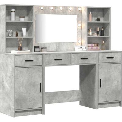 Vidaxl Modern Grijs Beton MDF Kaptafel Set - Slaapkameropslag Vidaxl Modern Grijs Beton MDF Kaptafel Set - Slaapkameropslag