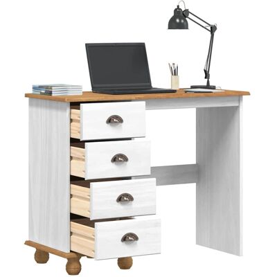 Vidaxl Wit Houten Middenmaat Bureau - Kantoor Meubilair Vidaxl Wit Houten Middenmaat Bureau - Kantoor Meubilair