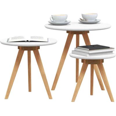 Vidaxl Walnoothouten Ronde Salontafel - Salontafel Set Vidaxl Walnoothouten Ronde Salontafel - Salontafel Set