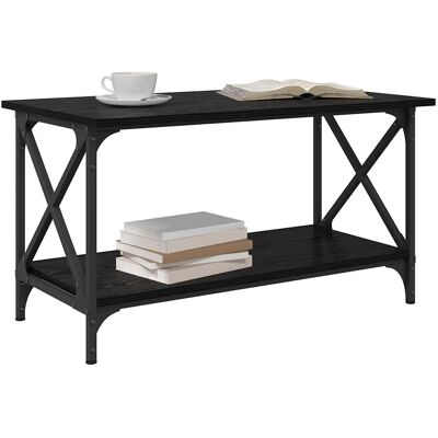 vidaXL Salontafel Zwart eiken 80 x 45 x 45.5 cm Bewerkt hout vidaXL Salontafel Zwart eiken 80 x 45 x 45.5 cm Bewerkt hout