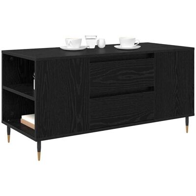vidaXL Salontafel met lade Zwart Eiken 102 x 44,5 x 50 cm Bewerkt hout vidaXL Salontafel met lade Zwart Eiken 102 x 44,5 x 50 cm Bewerkt hout