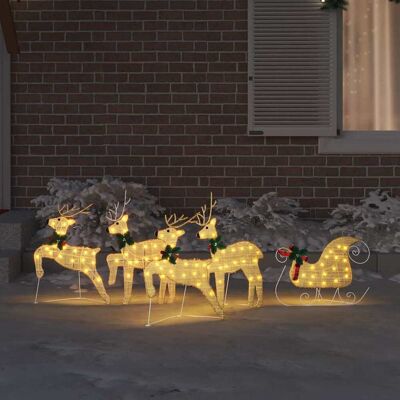 vidaXL LED Rendieren 5 st Goud 43 x 18 x 66 cm Stof vidaXL LED Rendieren 5 st Goud 43 x 18 x 66 cm Stof