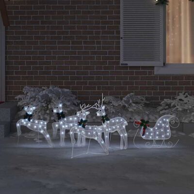 vidaXL LED Rendieren 5 st Wit 43 x 18 x 66 cm Stof vidaXL LED Rendieren 5 st Wit 43 x 18 x 66 cm Stof