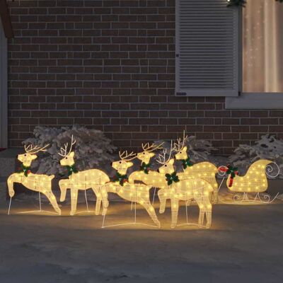 vidaXL LED Rendieren 7 st Goud 43 x 18 x 66 cm Stof vidaXL LED Rendieren 7 st Goud 43 x 18 x 66 cm Stof