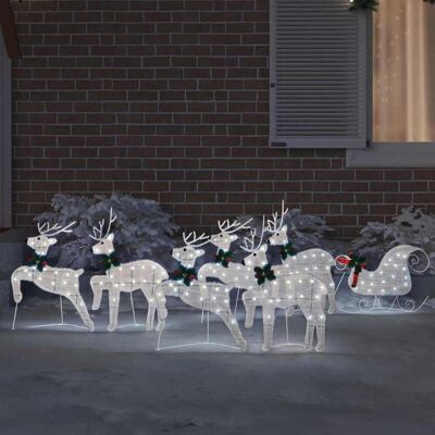 vidaXL LED Rendieren 7 st Zilver 43 x 18 x 66 cm Stof vidaXL LED Rendieren 7 st Zilver 43 x 18 x 66 cm Stof