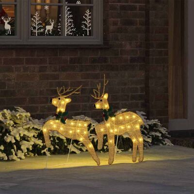 vidaXL LED Rendieren 2 st Warmwit 45 x 19 x 65 cm Stof vidaXL LED Rendieren 2 st Warmwit 45 x 19 x 65 cm Stof