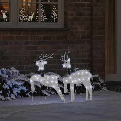 vidaXL LED Rendieren 2 st Koud Wit 45 x 19 x 65 cm Stof vidaXL LED Rendieren 2 st Koud Wit 45 x 19 x 65 cm Stof