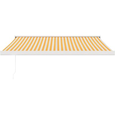 vidaXL Uitrolbare Gele Witte Zonnescherm 3x2,5m Stof en Aluminium - Zonnescherm vidaXL Uitrolbare Gele Witte Zonnescherm 3x2,5m Stof en Aluminium - Zonnescherm