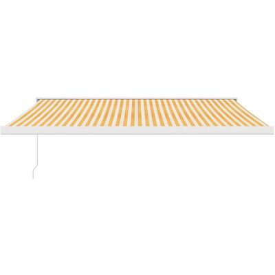 vidaXL Uittrekbare Geel Wit Parasoldo 4x3 m Stof Aluminium vidaXL Uittrekbare Geel Wit Parasoldo 4x3 m Stof Aluminium