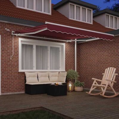 vidaXL Bordeaux en Wit Uitvouwbare Zonwering - Patio Schaduw vidaXL Bordeaux en Wit Uitvouwbare Zonwering - Patio Schaduw