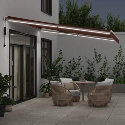 vidaXL Automatische uitrekbare bruin en wit luifel 400x350 cm - Luifels vidaXL Automatische uitrekbare bruin en wit luifel 400x350 cm - Luifels