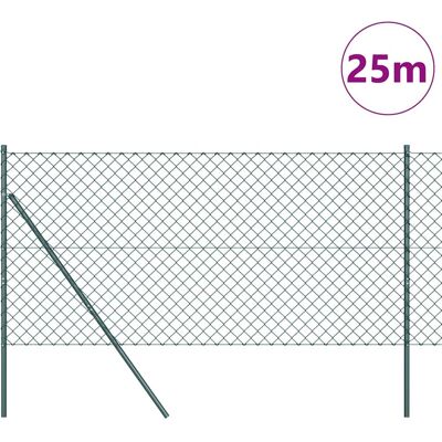 vidaXL Kettinglink Hek Grondbevestiging 1 x 25 m PVC-Coated Staal Mesh vidaXL Kettinglink Hek Grondbevestiging 1 x 25 m PVC-Coated Staal Mesh