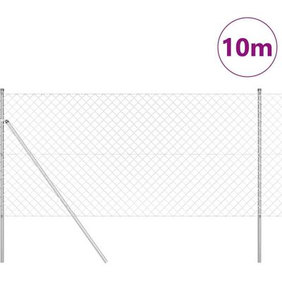 vidaXL Kettinglink Hek Grondbevestiging 10 x 1,4 m Zilverkleurig Mesh vidaXL Kettinglink Hek Grondbevestiging 10 x 1,4 m Zilverkleurig Mesh