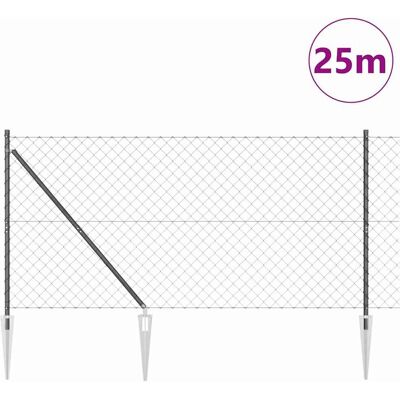 vidaXL Hek van kettinglink met spikes 25 x 1,4 m PVC-Coated Staal Mesh vidaXL Hek van kettinglink met spikes 25 x 1,4 m PVC-Coated Staal Mesh