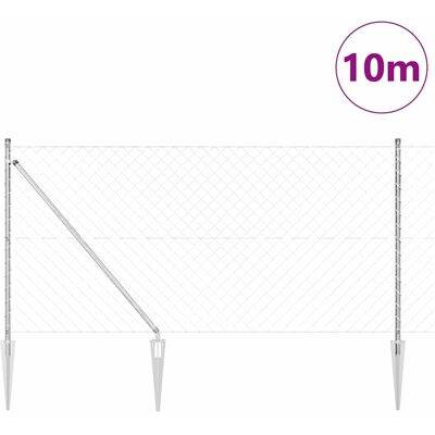 vidaXL Buiten kettinglinkhek met spikes 10 x 1 m Gegalvaniseerd staal vidaXL Buiten kettinglinkhek met spikes 10 x 1 m Gegalvaniseerd staal