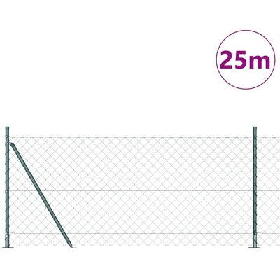 vidaXL Kettenglazen hek met betonnen basis 1 x 25 m PVC-Coated Staal vidaXL Kettenglazen hek met betonnen basis 1 x 25 m PVC-Coated Staal