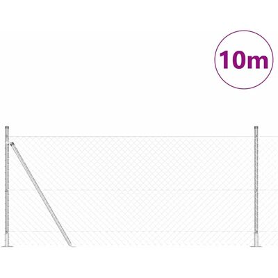 vidaXL Buiten Chainlink Hek met Beton Basis 10 x 0,8 m Zilverkleurig vidaXL Buiten Chainlink Hek met Beton Basis 10 x 0,8 m Zilverkleurig