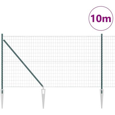 vidaXL Europese Heining met Punten 10 x 1,4 m PVC-Coated Staal Groen vidaXL Europese Heining met Punten 10 x 1,4 m PVC-Coated Staal Groen