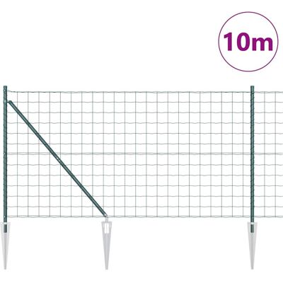 vidaXL Europese Fence met Spikes 10 x 1,4 m PVC-Coated Staal Groen vidaXL Europese Fence met Spikes 10 x 1,4 m PVC-Coated Staal Groen
