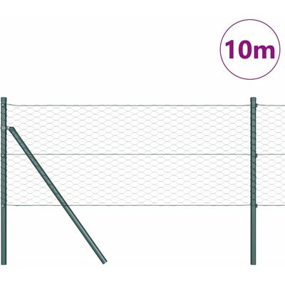 vidaXL Hexagonale Fence Grondfixatie 10 x 0,6 m PVC-Coated Staal Groen vidaXL Hexagonale Fence Grondfixatie 10 x 0,6 m PVC-Coated Staal Groen