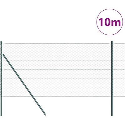 vidaXL Hexagonale Fence Grondfixatie 10 x 1,4 m PVC-Coated Staal Groen vidaXL Hexagonale Fence Grondfixatie 10 x 1,4 m PVC-Coated Staal Groen