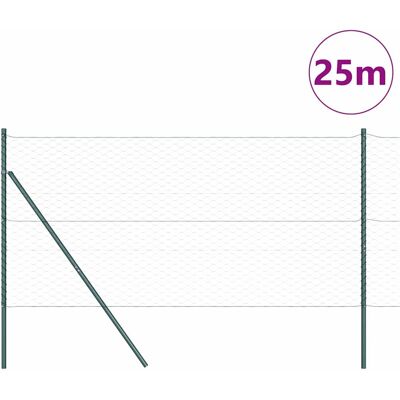 vidaXL Hexagonale Fence Grondfixatie 25 x 1,4 m PVC-Coated Staal Groen vidaXL Hexagonale Fence Grondfixatie 25 x 1,4 m PVC-Coated Staal Groen