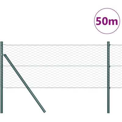 vidaXL Hexagonale Fence Grondfixatie 50 x 0,6 m PVC-Coated Staal Groen vidaXL Hexagonale Fence Grondfixatie 50 x 0,6 m PVC-Coated Staal Groen
