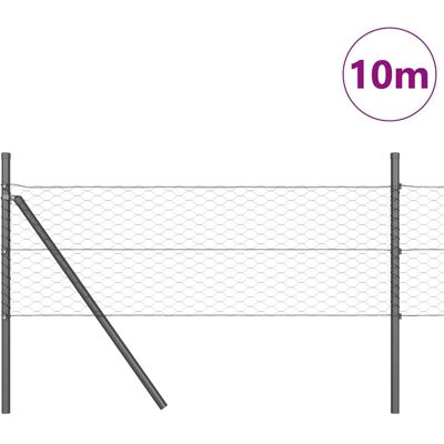 vidaXL Hexagonale Fence Grondfixatie 10 x 0,4 m PVC-Coated Staal Grijs vidaXL Hexagonale Fence Grondfixatie 10 x 0,4 m PVC-Coated Staal Grijs