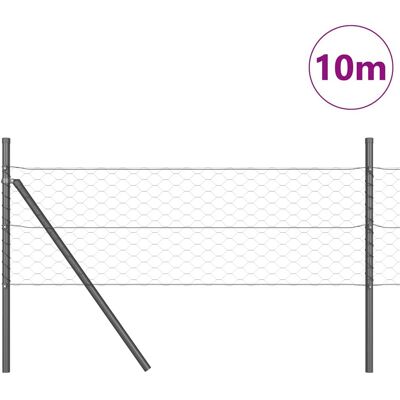 vidaXL Hexagonale Fence Grondfixatie 10 x 0,4 m PVC-Coated Staal Grijs vidaXL Hexagonale Fence Grondfixatie 10 x 0,4 m PVC-Coated Staal Grijs