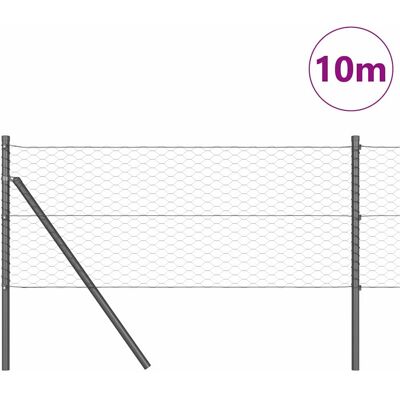 vidaXL Hexagonale Fence Grondfixatie 10 x 0,6 m PVC-Coated Staal Grijs vidaXL Hexagonale Fence Grondfixatie 10 x 0,6 m PVC-Coated Staal Grijs