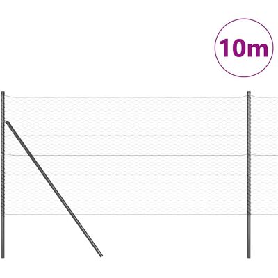 vidaXL Hexagonale Fence Grondfixatie 10 x 1,4 m PVC-Coated Staal Grijs vidaXL Hexagonale Fence Grondfixatie 10 x 1,4 m PVC-Coated Staal Grijs