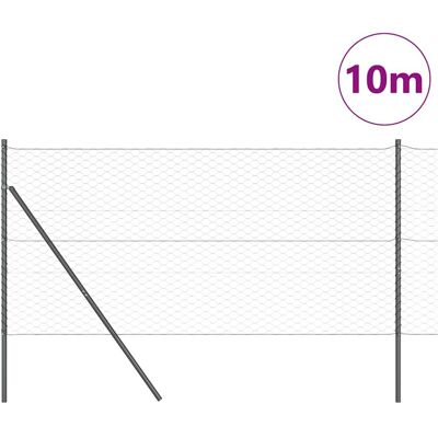 vidaXL Hexagonale Fence Grondfixatie 10 x 1,4 m PVC-Coated Staal Grijs vidaXL Hexagonale Fence Grondfixatie 10 x 1,4 m PVC-Coated Staal Grijs