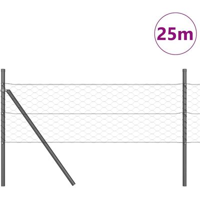 vidaXL Hexagonale Fence Grondfixatie 25 x 0,4 m PVC-Coated Staal Grijs vidaXL Hexagonale Fence Grondfixatie 25 x 0,4 m PVC-Coated Staal Grijs