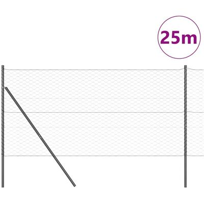 vidaXL Hexagonale Fence Grondfixatie 25 x 1,4 m PVC-Coated Staal Grijs vidaXL Hexagonale Fence Grondfixatie 25 x 1,4 m PVC-Coated Staal Grijs