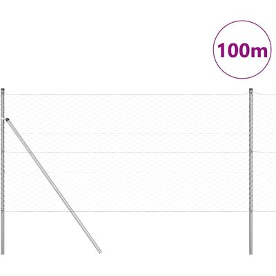 vidaXL Hexagonale Fence Grondfixatie 100 x 1 m Gegalvaniseerd staal vidaXL Hexagonale Fence Grondfixatie 100 x 1 m Gegalvaniseerd staal