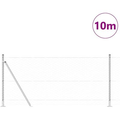 vidaXL Hexagonale omheining met betonnen basis 10 x 1 m Zilverkleurig vidaXL Hexagonale omheining met betonnen basis 10 x 1 m Zilverkleurig