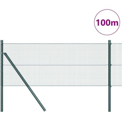 vidaXL Tuinhek met 13 Groene Palen 0,4x100 m Staal vidaXL Tuinhek met 13 Groene Palen 0,4x100 m Staal