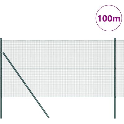 vidaXL Stalen Omheining - 13 Palen Groen - 1x100 m vidaXL Stalen Omheining - 13 Palen Groen - 1x100 m