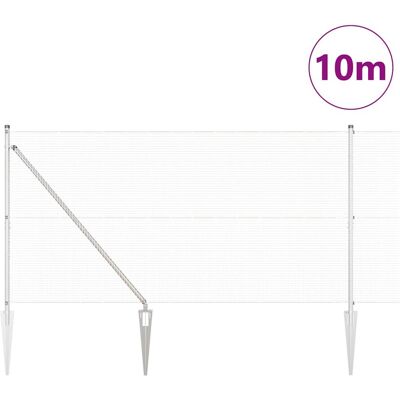 vidaXL Gecombineerd draadhek met spikes 10 x 1,4 m Zilverkleurig Mesh vidaXL Gecombineerd draadhek met spikes 10 x 1,4 m Zilverkleurig Mesh