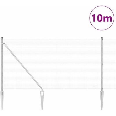 vidaXL Gecombineerd draadhek met spikes 10 x 1,4 m Zilverkleurig Mesh vidaXL Gecombineerd draadhek met spikes 10 x 1,4 m Zilverkleurig Mesh